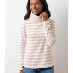 Dudley Stephens Tan and White Turtleneck Sweater